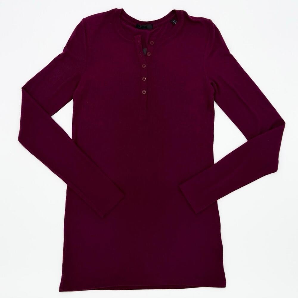 ATM Merlot Modal Rib Lightweight Long Sleeve Henley Top NWTI M